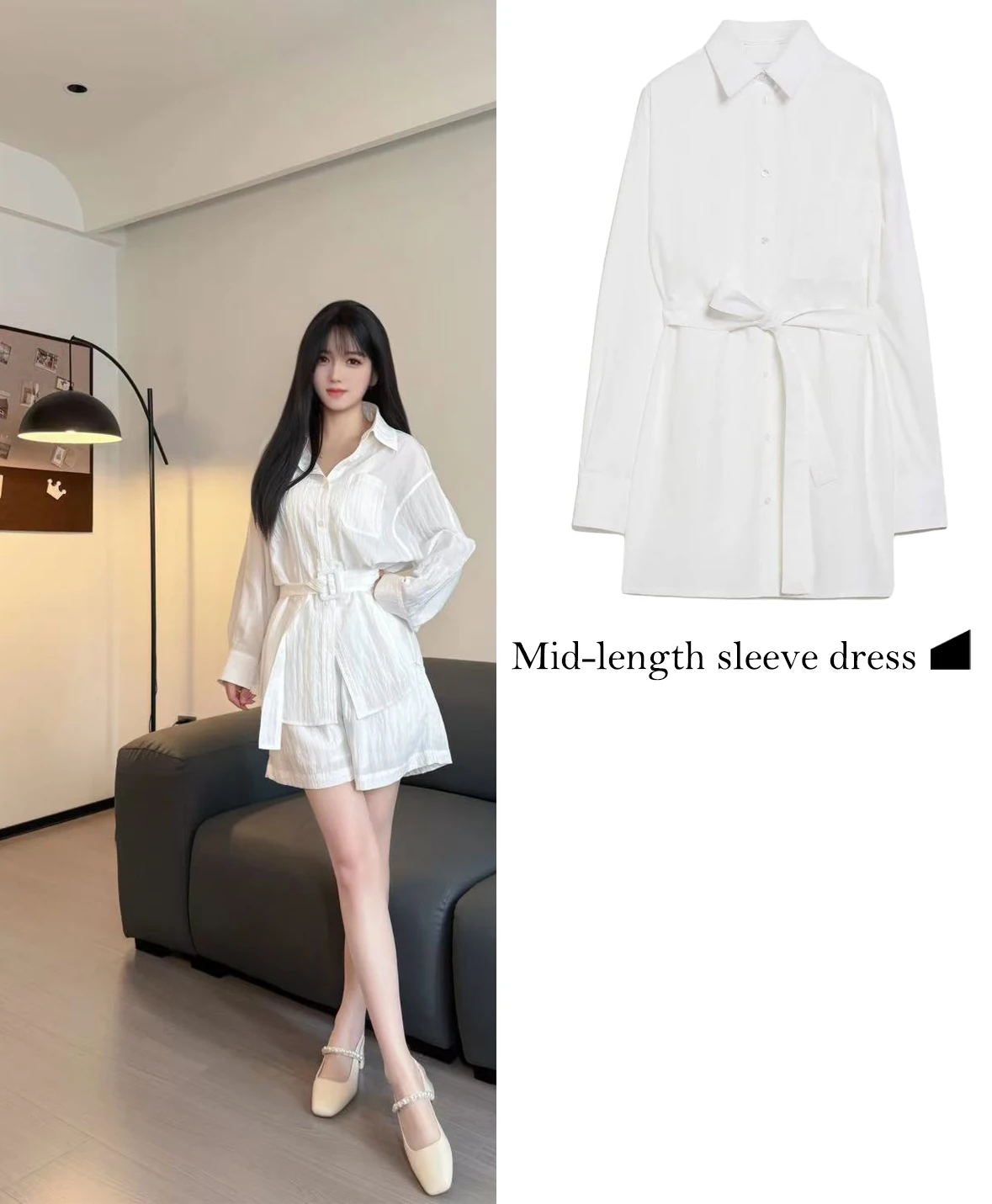 

FWRD Striped Shirt Dress White Striped Tie Shirt Dress Striped Lapel Shirt Dress White Striped Shirt Dress #FWRD0046