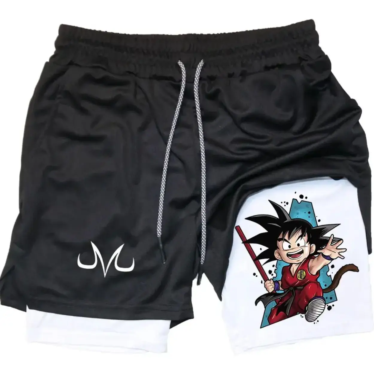 

Мужские шорты с принтом серии Dragon Ball, двухслойные спортивные повседневные универсальные брюки для фитнеса