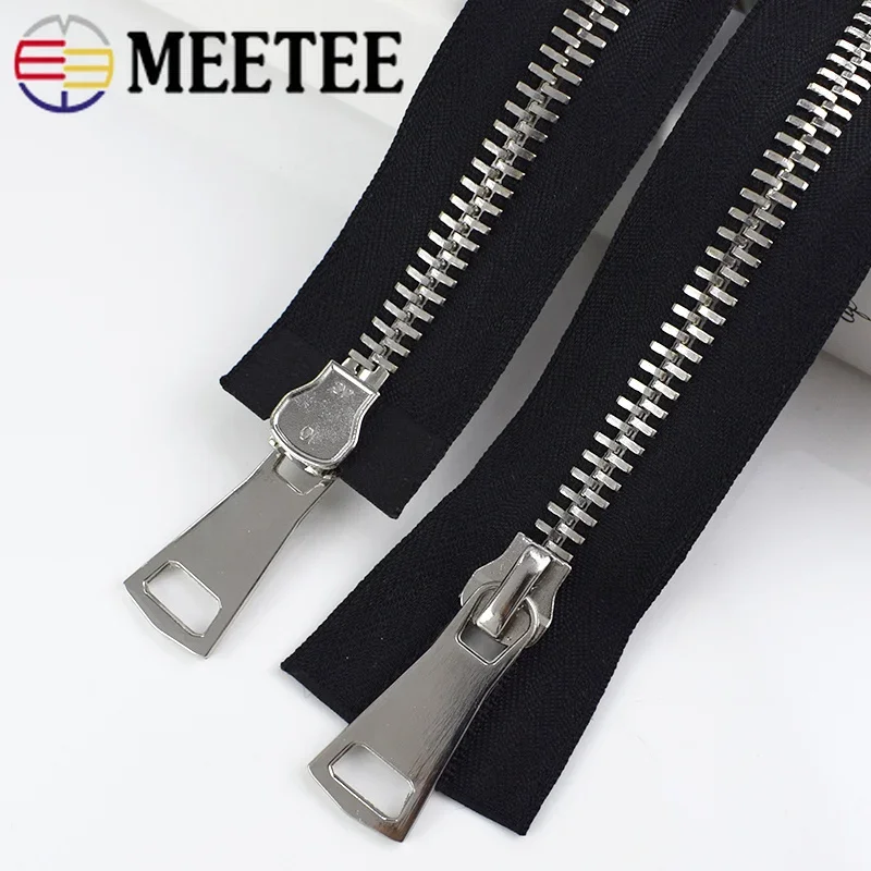 1Pc 10# Double Sliders Metal Zippers for Sewing Black Zipper Coat Jackets Zips DIY Repair Kits Accessories Tools