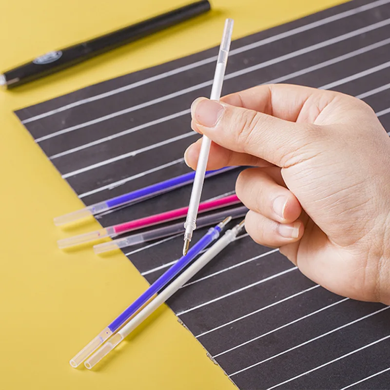 

100Pcs High Temperature Disappearing Fabric Marker Pen Erasable Refill Pens For Patchwork Fabric PU Leather Mark Sewing Tools