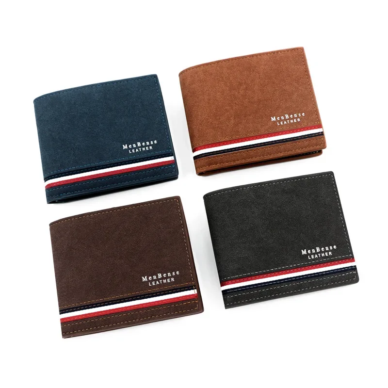 Men's Short Wallet - Premium PU Bifold Purse, Zipper Coin Pocket Slim Card Holders with Practical Money Clip for Daily Men Wear