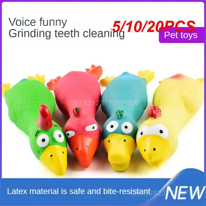 5/10/20PCS Dog Cat Toys Bite-resistant Puppy Chew Toys Dog Accessories Latex Duck Cute Three Colors Chicken Shape Pet Toys