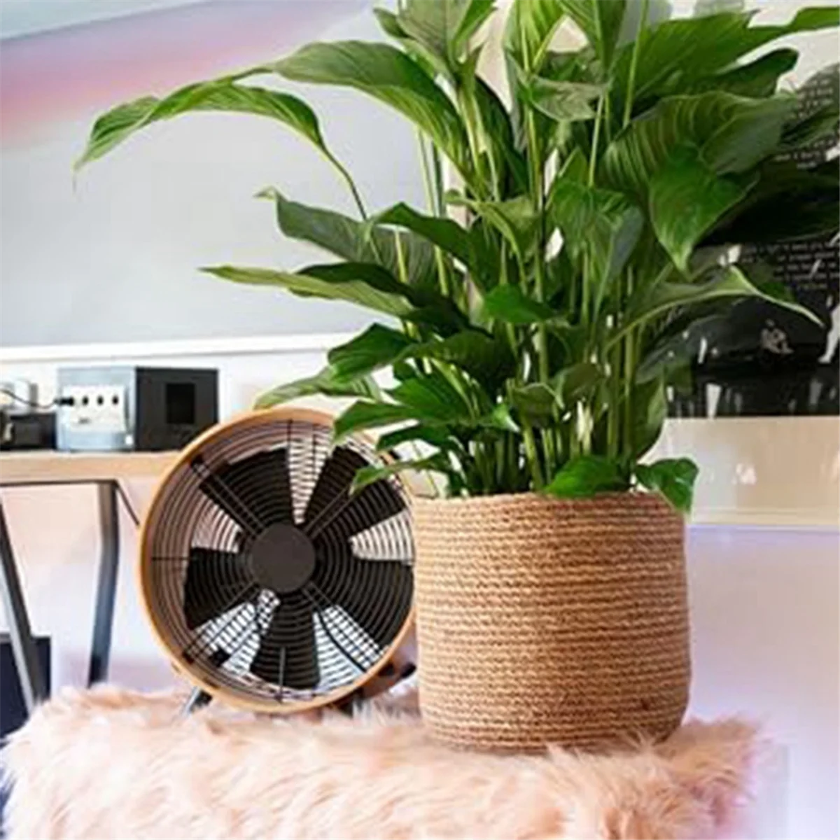 Цветочный горшок из морской травы, плетеный горшок для растений, декоративная корзина для растений с пластиковой вставкой в стиле бохо, M