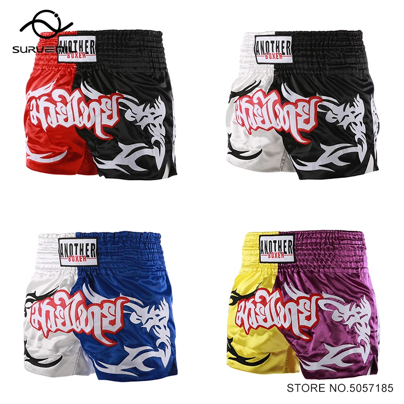 

Muay Thai Shorts 2024 New Boxing Shorts Child Men Women Thai Embroidery Satin Grappling Combat MMA Cage Fight Kickboxing Pants