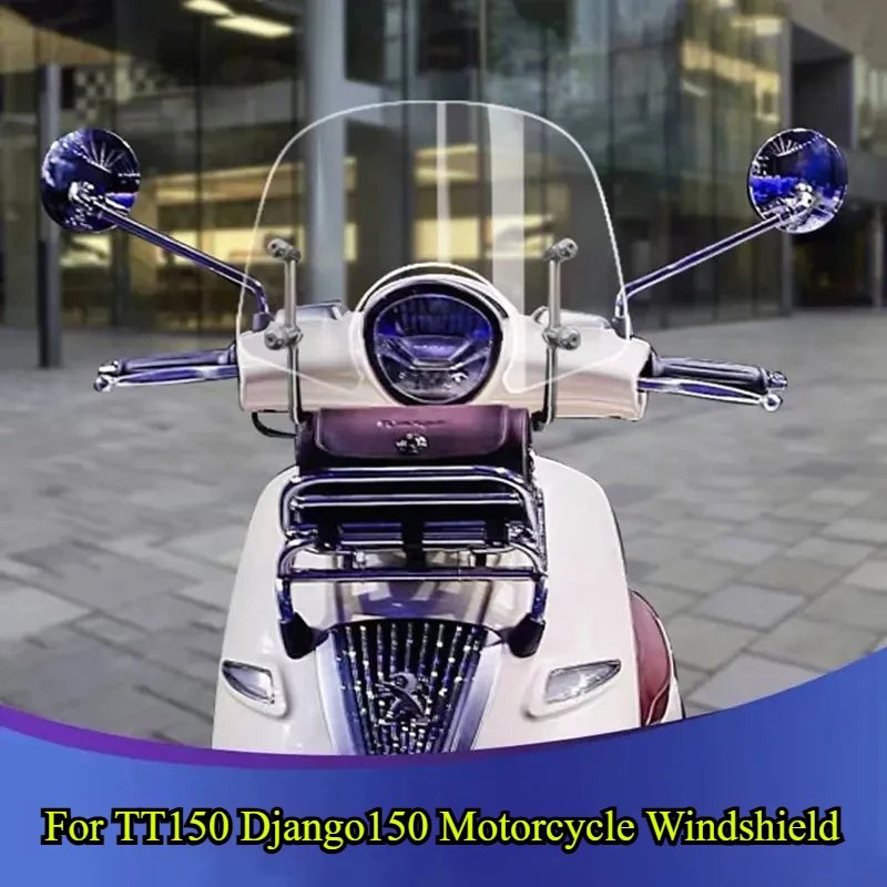 For Peugeot TT150 Django150 2022 Motorcycle Modified Windshield with Bracket Accessories Heightening Wind Protection Device