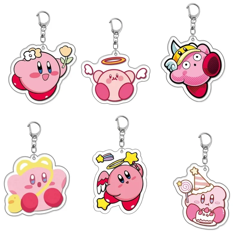 Kirby Acrylic Game Related Products Keychain Jewelry Friends Fans Gift Bag Charms Souvenir Pink Round Dream Land Star Valley