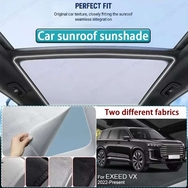 

For EXEED VX 2022-Present Car Sunroof Sunshade Heat Insulation UV Protection Electrostatic Suede Skylight Cover