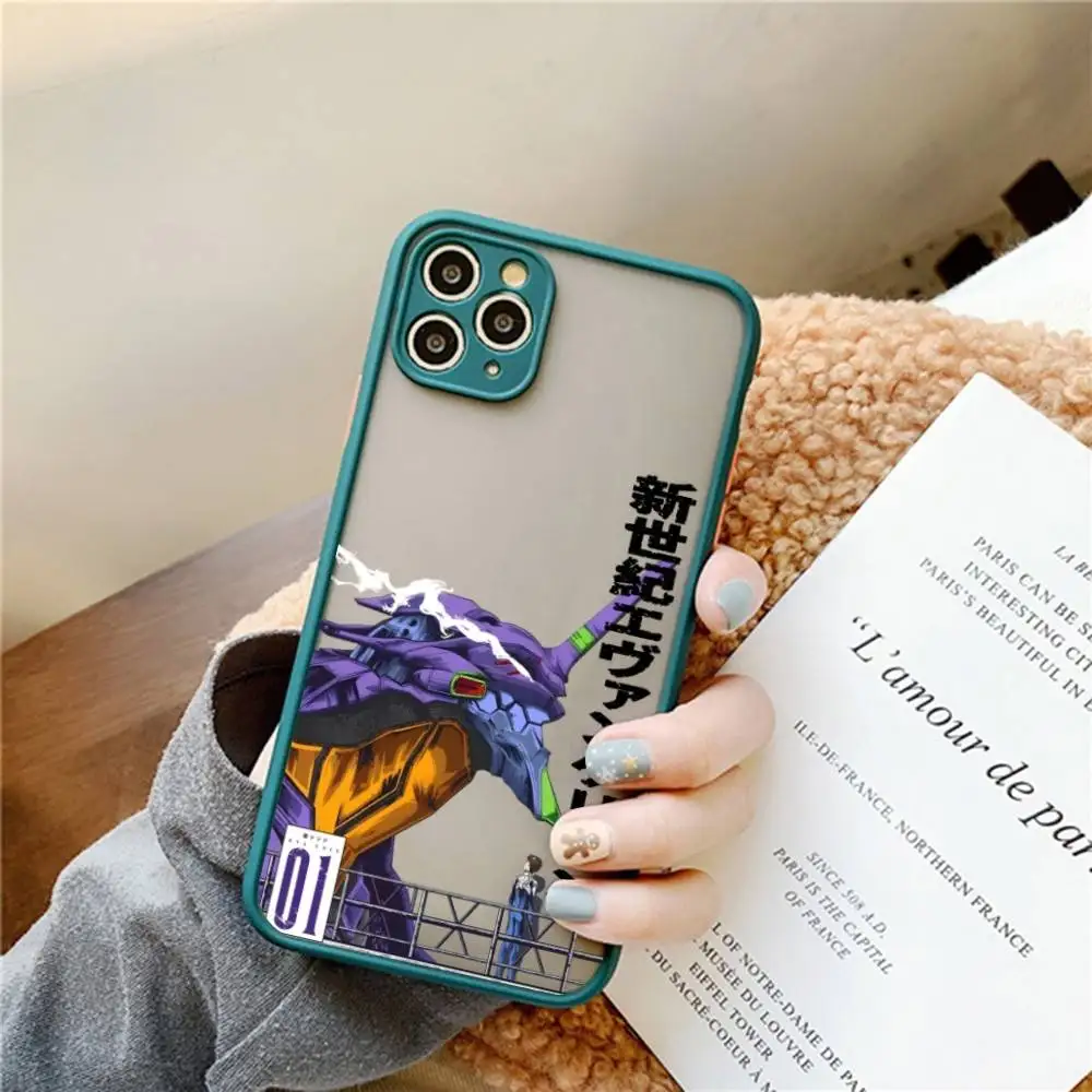เคสโทรศัพท์ลายอนิเมะสุดฮิต สำหรับ E-Evangelions เคสโทรศัพท์สำหรับ iPhone 16 15 14 11 12 13 Pro Max X XS  แบบใสกึ่งด้าน