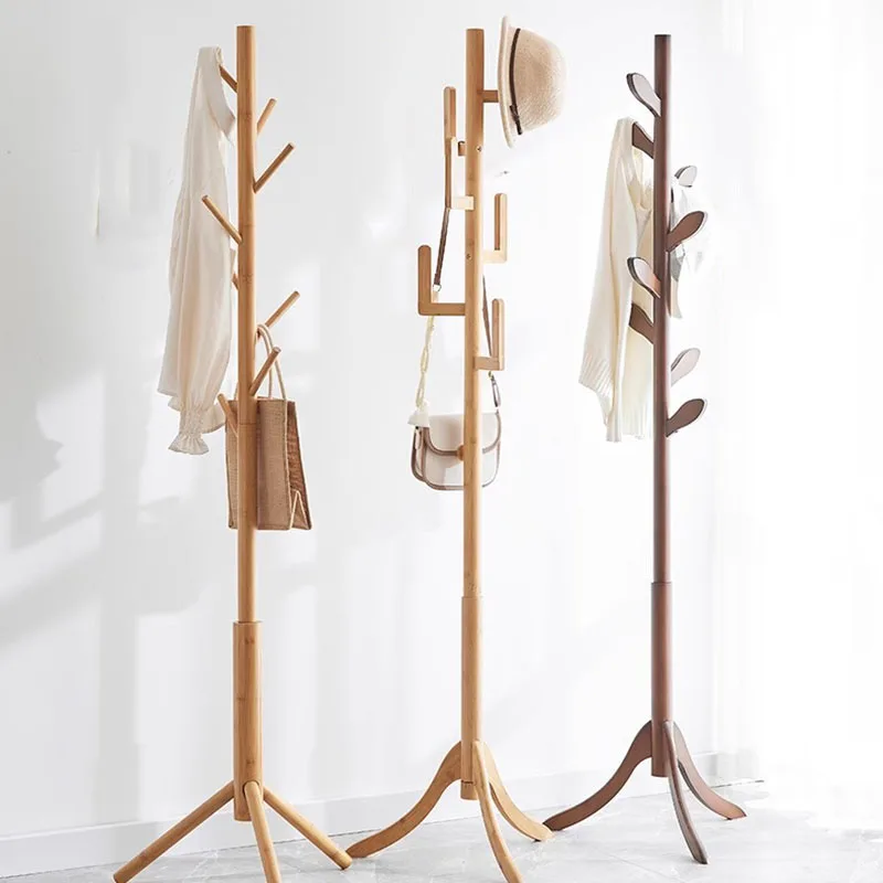 

Indoor Bedroom Coat Racks Wooden Clothes Wall Standing Living Room Rail Garment Coat Stand Scarf Porte Manteau Nordic Furniture