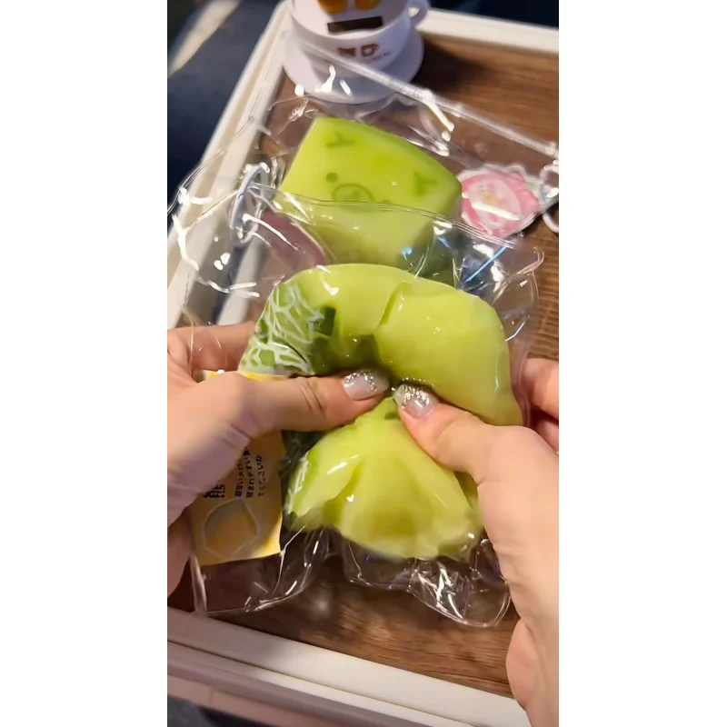 1 قطعة لعبة ناعمة جديدة بملمس يشبه زبادي البيض - على شكل دب البطيخ لتخفيف التوتر - سيليكون بدرجة غذائية #6