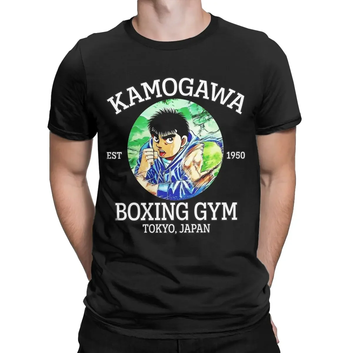 Kamogawa 복싱 체육관 이포 섀도우 복싱 티셔츠, 남성 Hajime No Ippo 애니메이션 100% 코튼 티셔츠, O넥 티셔츠, 빅 사이즈 의류