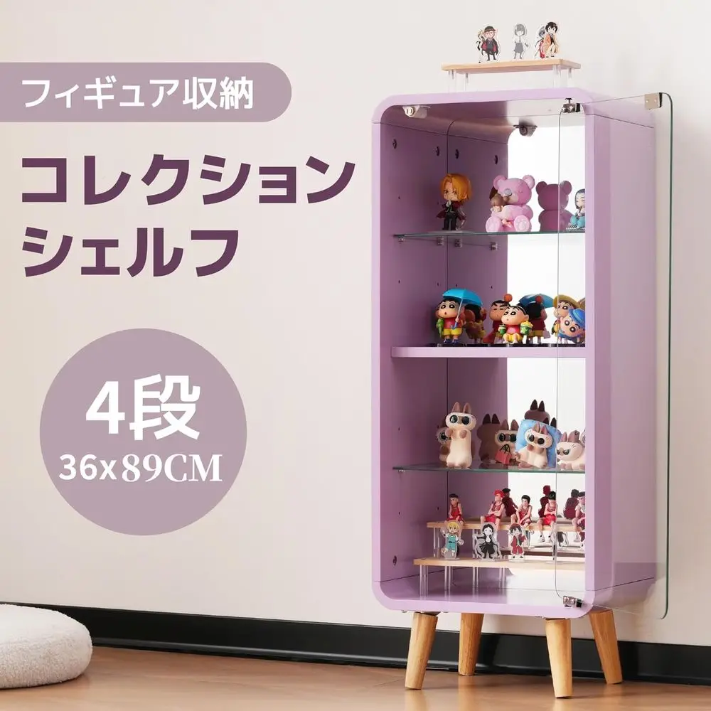4-Tier Adjustable Glass Display Cabinet with Mirror Back, Figure Storage, 14.2W x 10.2D x 35H - view 5