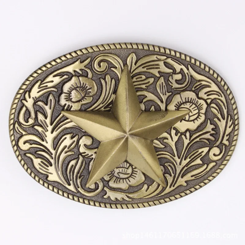 Chinese Style Arabesque Pattern Pentagram Belt Buckle A Fusion of Classical and Revolutionary Elements