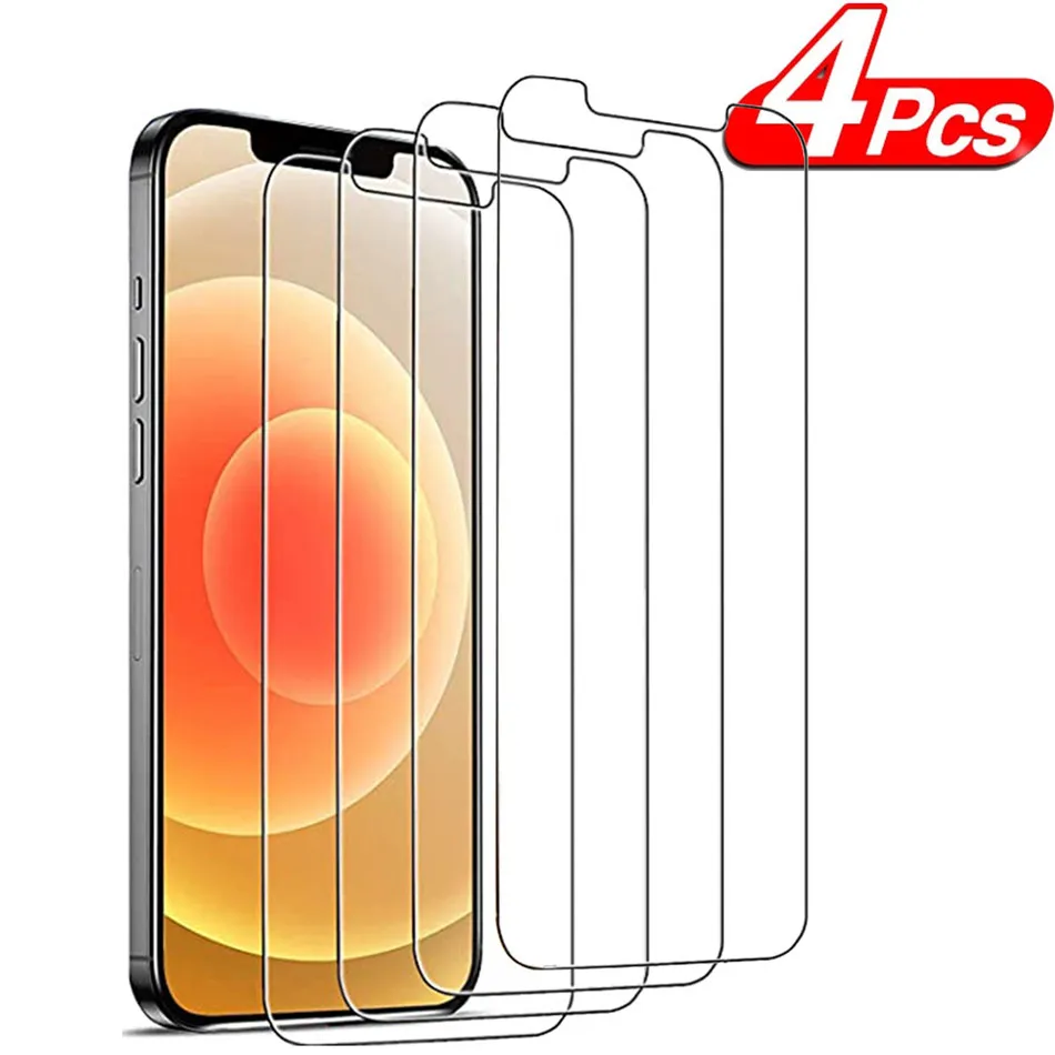 2/4PCS Protective Glass For iPhone 11 12 13 Pro XR XS Max 12 13 Mini Screen Protector For iPhone 7 8 6s Plus SE2022 Glass