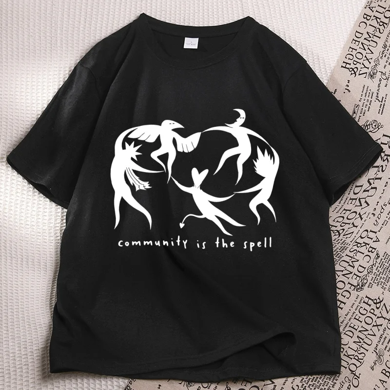 Community Is The Spell Witchy T-shirt for Man Woman Cotton Short Sleeve T Shirts Casual Round Neck Printed Tshirt Unisex Clothes
