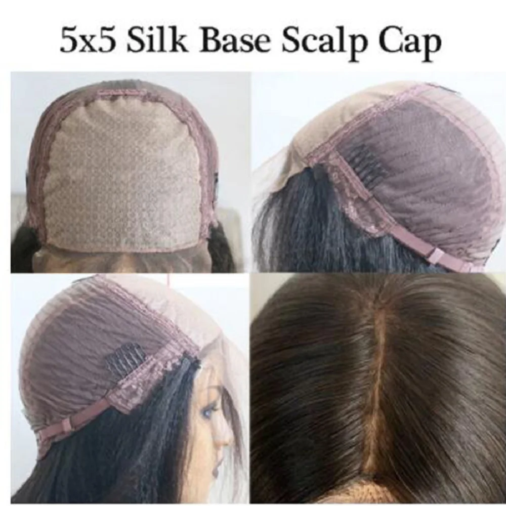 Brown Glueless Soft Long body wave 5x5 Silk Base Jewish Human Hair With BabyHair HD Lace European Hair Preplucked view 4