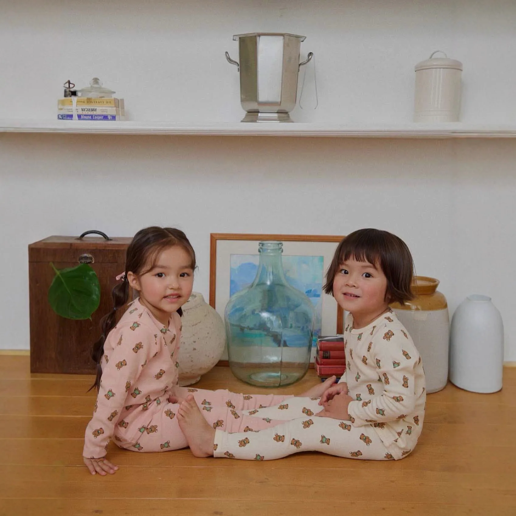 

25 Autumn Children's Long-Sleeved Base Shirt Set Bear Full Print Long-Sleeved Set Set