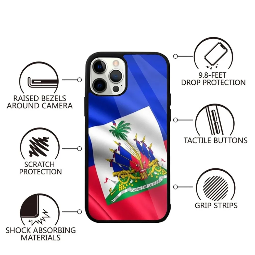 Haiti Haitian Flag Phone Case For iPhone 15,14,13,12,11,Plus,Pro,Max Mini Magsafe Magnetic Wireless Charging