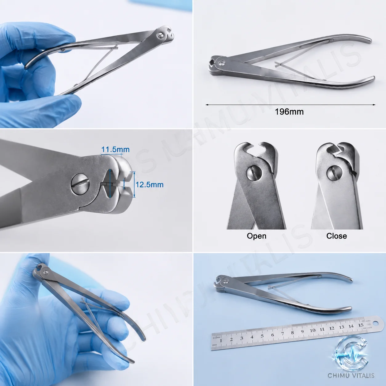 【CHIMU VITALIS】Stainless Steel End-Cutting Pliers for Kirschner Wire, Precision Technical Tool