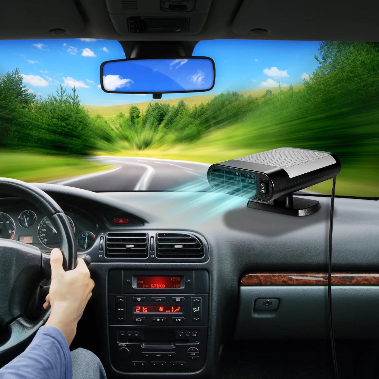 

Vehicle Windshield Heater Multifunctional Auto Heating Fan Car Defroster Portable Car Heater Adjustable Vehicle Defogger Auto
