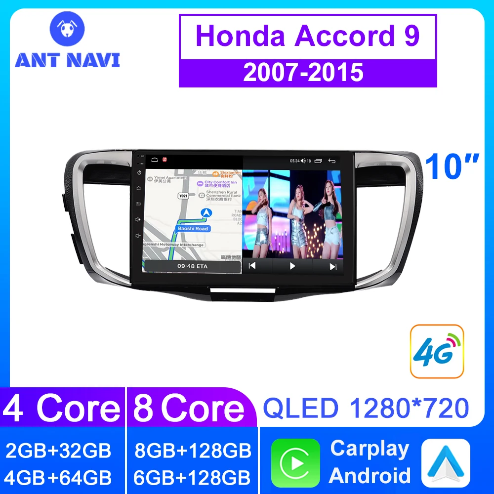 

AntNavi 10'' Car Radio Android Multimedia For Honda Accord 2013~2017 2Din Autoradio Car Stereo Receiver Bluetooth GPS Screen
