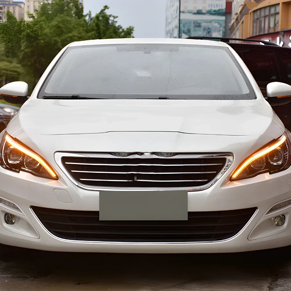 

Автомобильные фары для Peugeot 408 308 308S 2014-2019, светодиодные передние фары автомобиля в сборе, обновленный проектор, аксессуары с двумя объективами