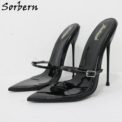 Sorbern 14cm pantofole con tacco alto in metallo donna Night Club Party Heels Ladies Slides T Show Sandals Sissy Boy Footwear