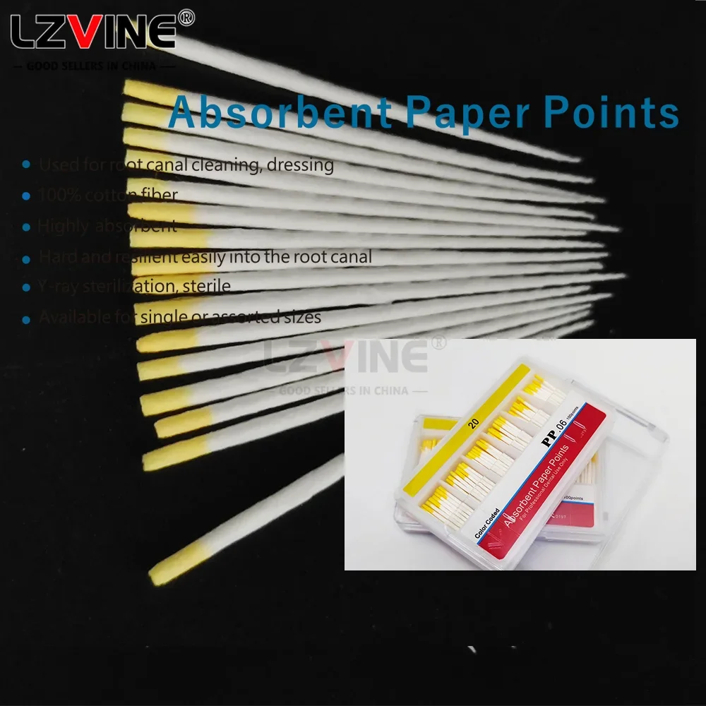 PP04 40#  Dental Absorbent Paper Points 04 Taper 15-40# F4 F5Cone Cleaning Root Canal Materials Endodontics Treatment Files Endo