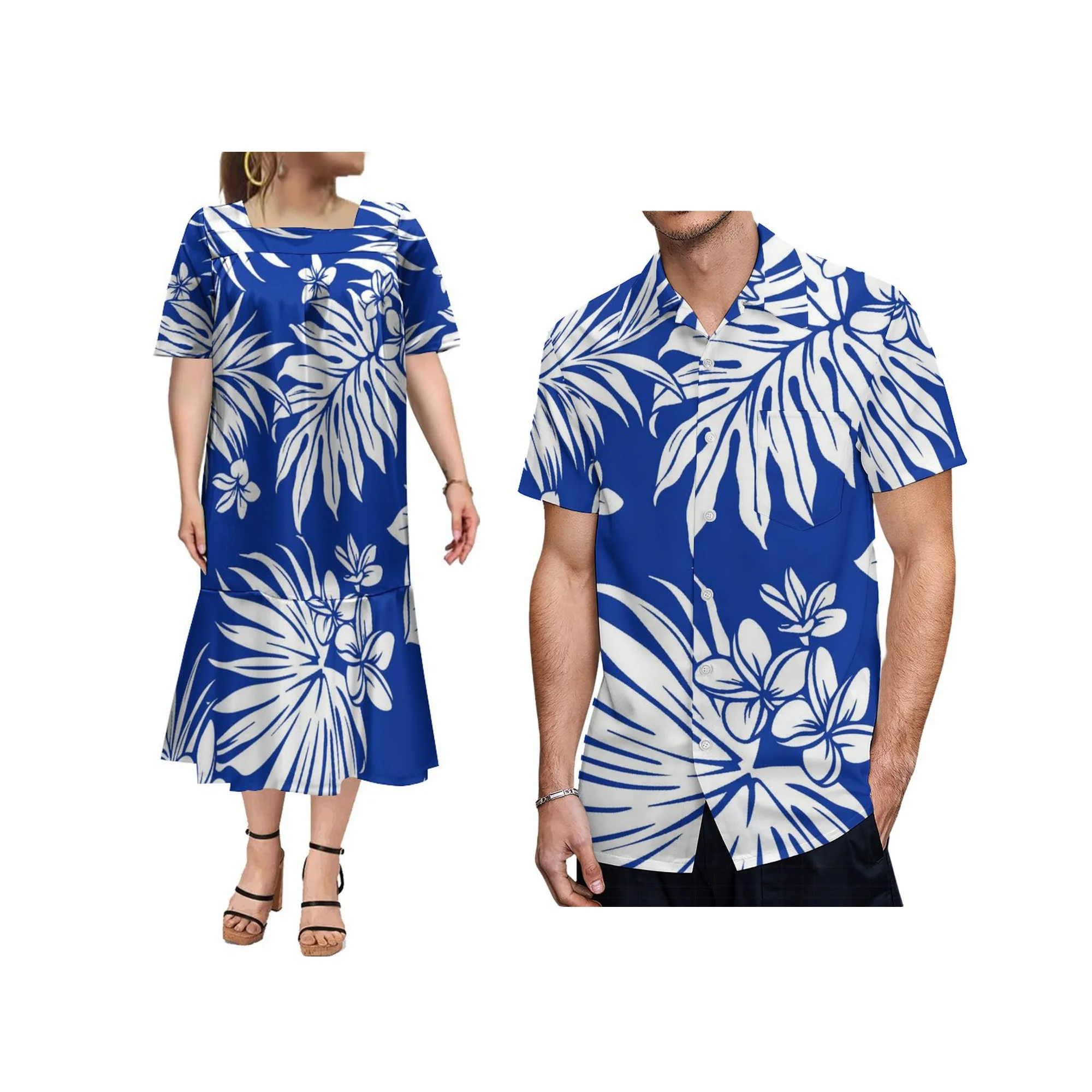 

Summer Square Neck Elegant Long Skirt Loose Fishtail Skirt Custom Designed Polynesian Women Mumu Dress Men'S Shirt