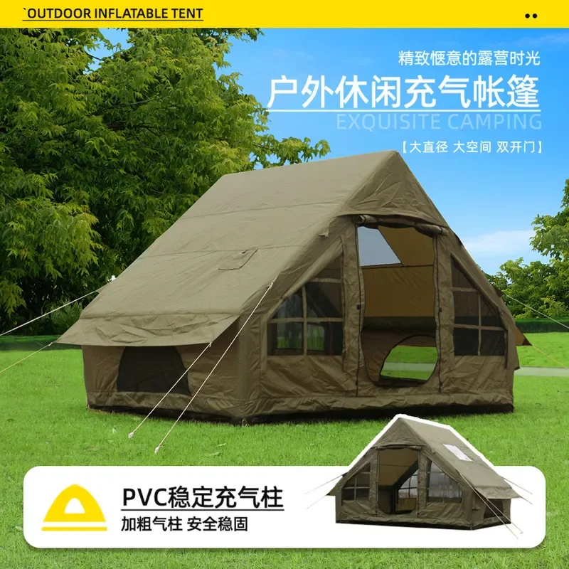 For Outdoor Camping Double Door Inflatable Tent 6.3 Flat Free Quick Opening Sunscreen Waterproof Large Space Family Shelter