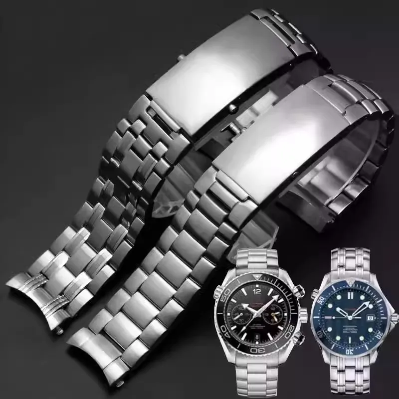 Watchbands Bracelet For Omega Planet Ocean 007 Seamaster 600 Metal Strap Watch Men Stainless Steel Watch Band Chain 18mm 20mm