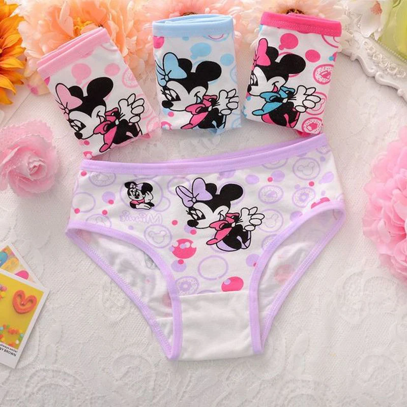 4 Pieces/Lot 2-10Y Children Underwear Cotton Girls Panties Cute Minnie Pattern Kids Boxer Briefs Child Soft Baby Girl Underpants