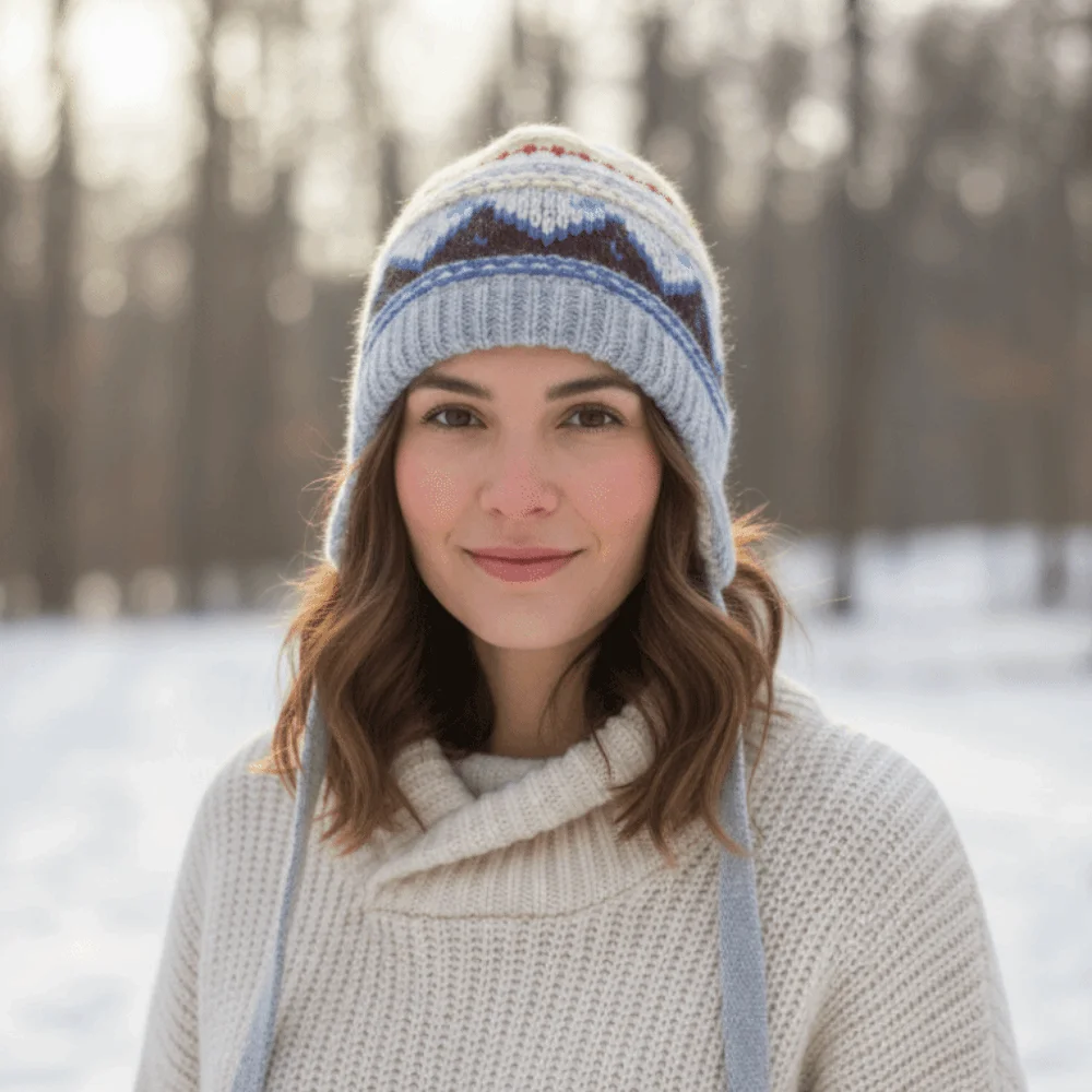 

Fashion Ethnic Style Fair Isle Style Hat Windproof Thicken Pullover Beanie Hat Warm Retro Warm Hat Women