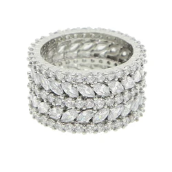 Luxury Glitter Wide Face Rings for Women Girl Marquise Round Cubic Zirconia Platinum Plated Color Anillos Mujer Party Wedding