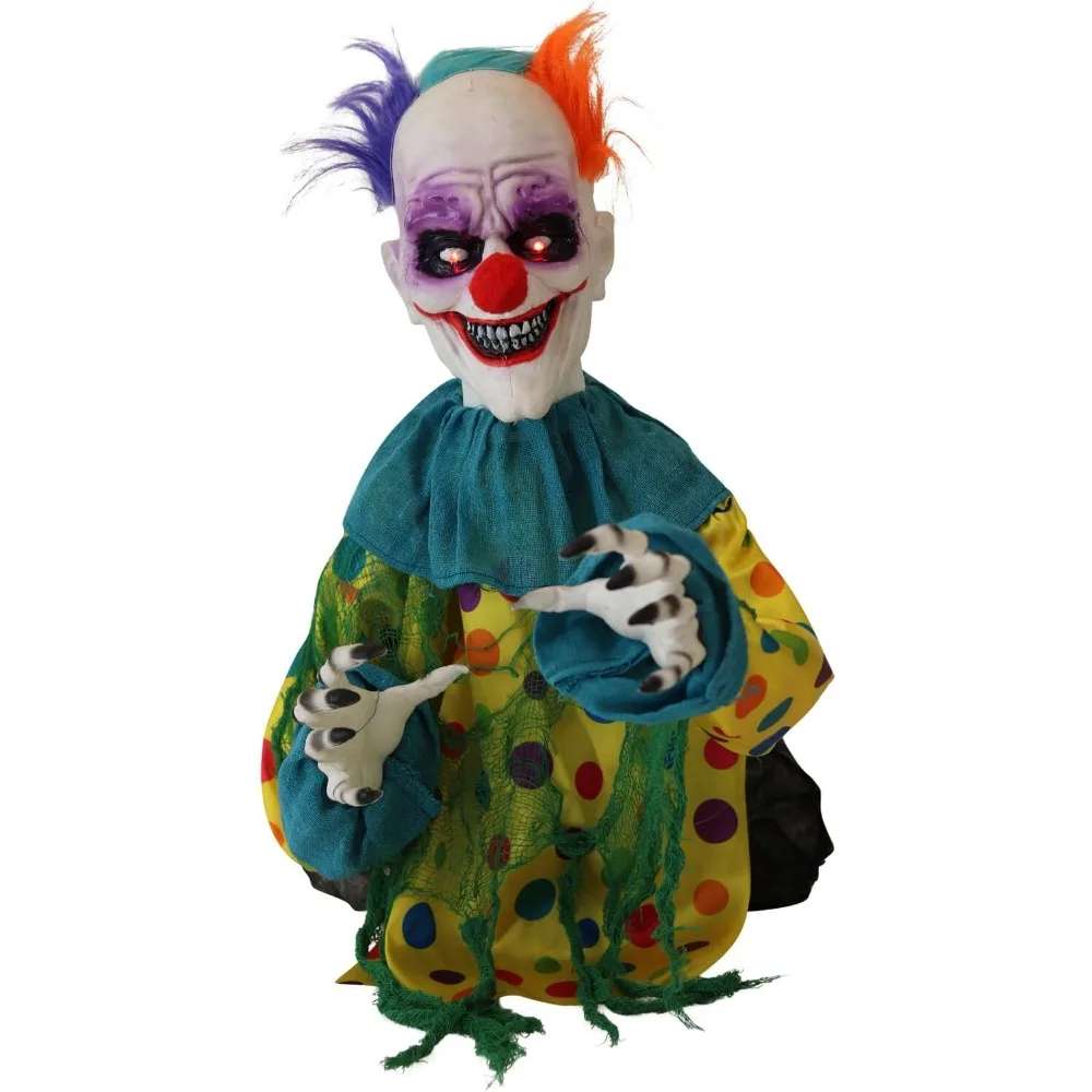 

Halloween Decorations Scary Talking Groundbreaker Clown Halloween Animatronic with Touch Activated Lights and Sounds, Battery