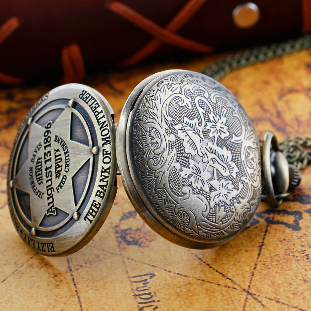 1896 Police Commemorative Badge Men's Quartz Pocket Watch Retro Fashion Best Festival Gift for Male and Female Students