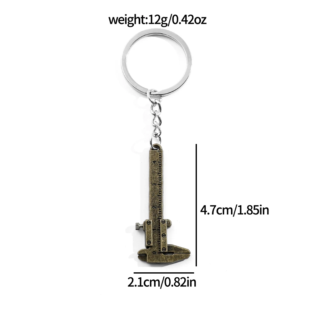 Fashion Exquisite Vernier Caliper KeyChain Movable Ruler Model KeyRing For Man Woman Birthday Pendant Jewelry Gifts