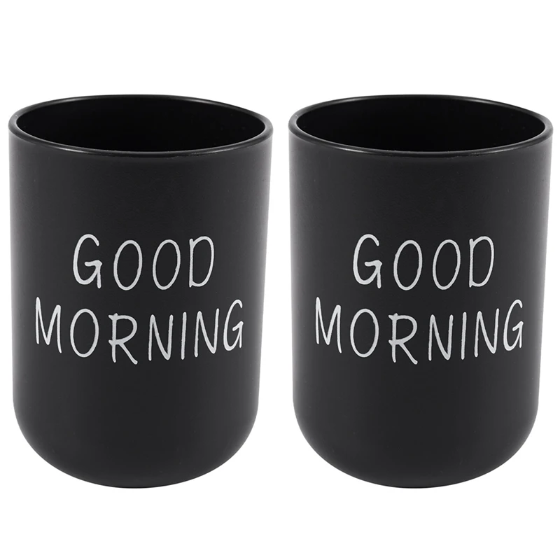 2X Home Bathroom Toothbrush Toothpaste Holder Round Washing Tooth Cup Pp Drinking Glass Tooth Mug Black