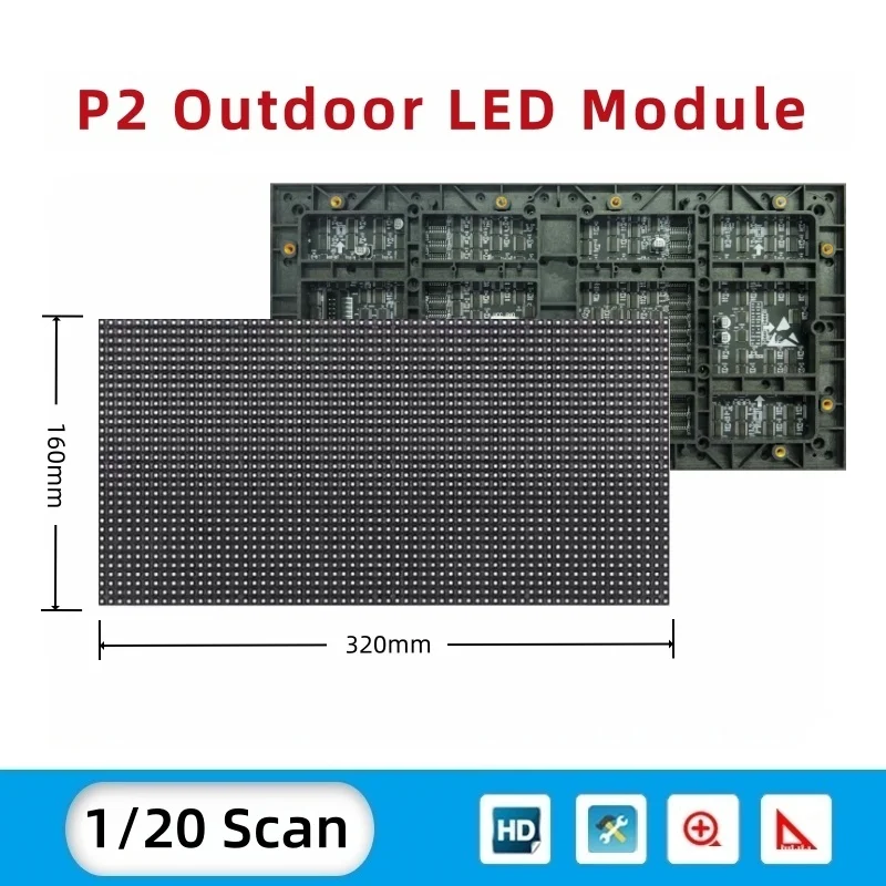 P2 P2.5 P3 P4 Outdoor Waterproof Full Color LED Module, 320x160mm Pixel Matrix for Video Wall & Digital Signage