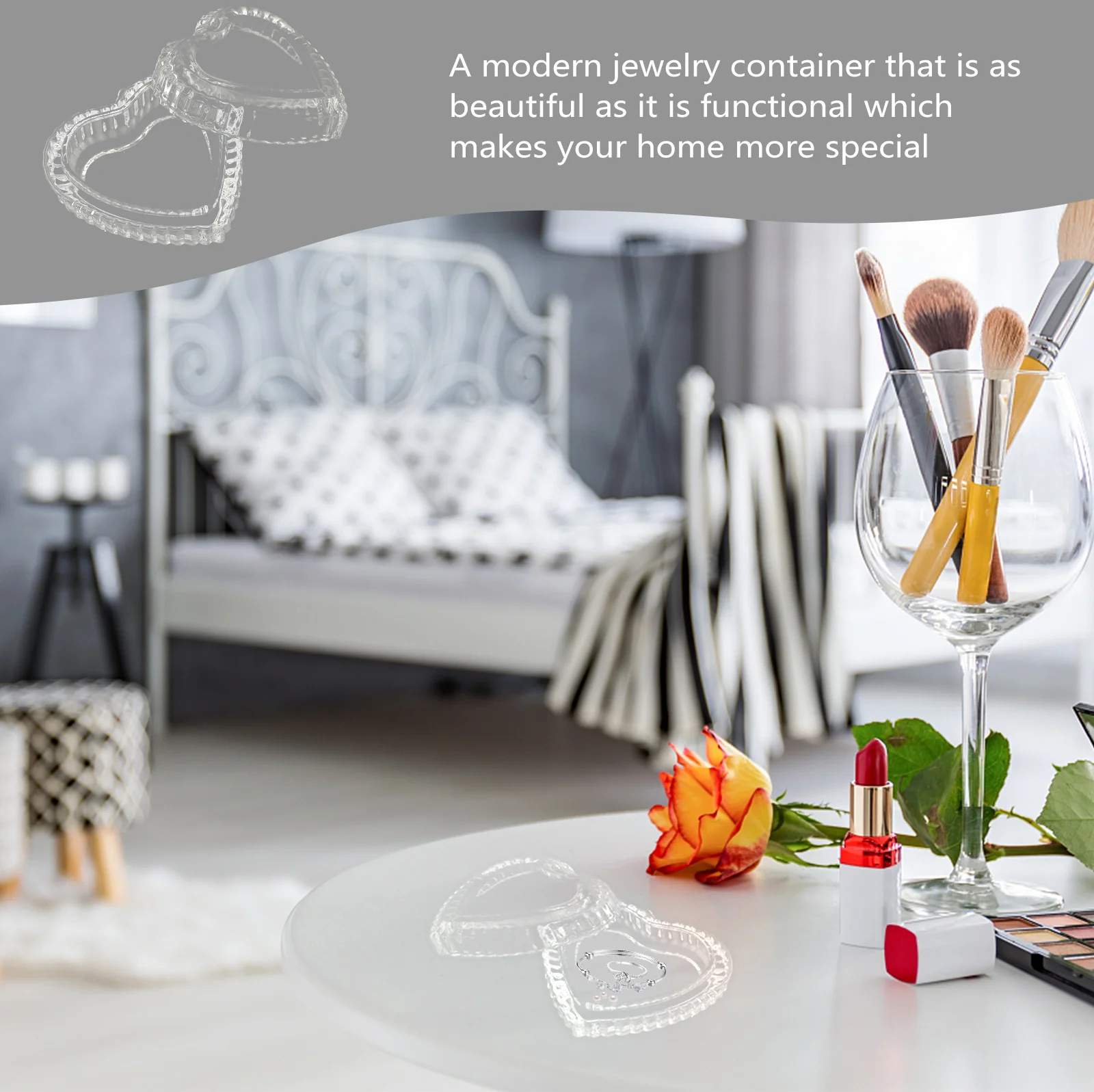 

Glass Retro Embossed Heart Shaped Storage Box Candy Jar Lid Jewelry Storage Transparent Container Embossed Glass Jar