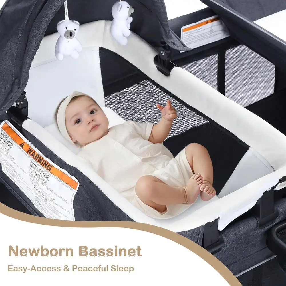 Gioco pieghevole tutto in uno con fasciatoio e rete per neonati e bambini piccoli, grigio