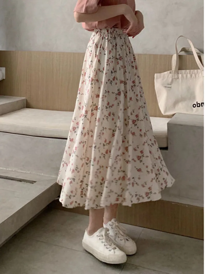 Half skirt A-line floral fairy super fairy forest style fairy aura small fresh and slim temperament long skirt 2024 summer WWYJ