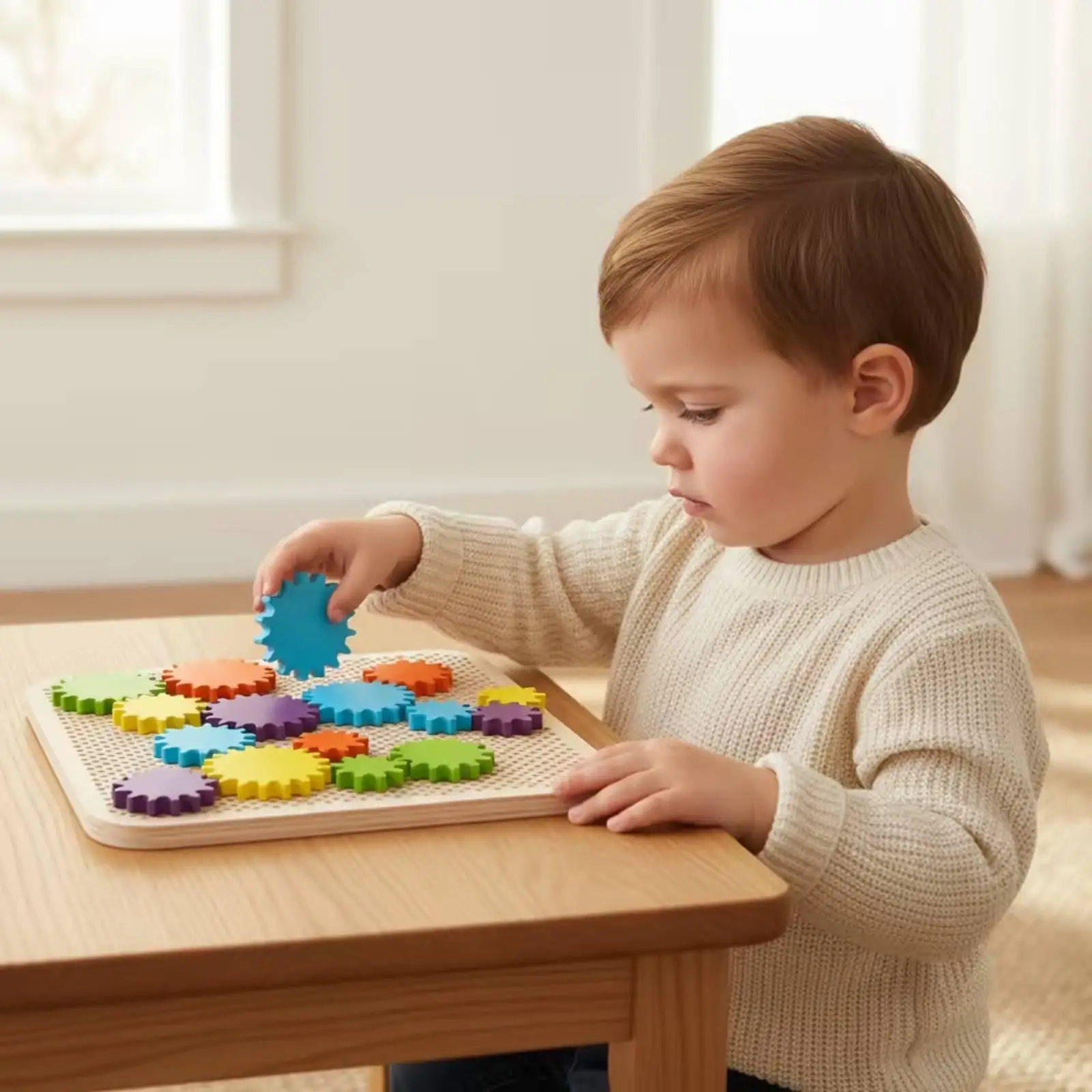 Rotating Gear Piece Set Colorful Connecting Gear Building Toy for Preschool