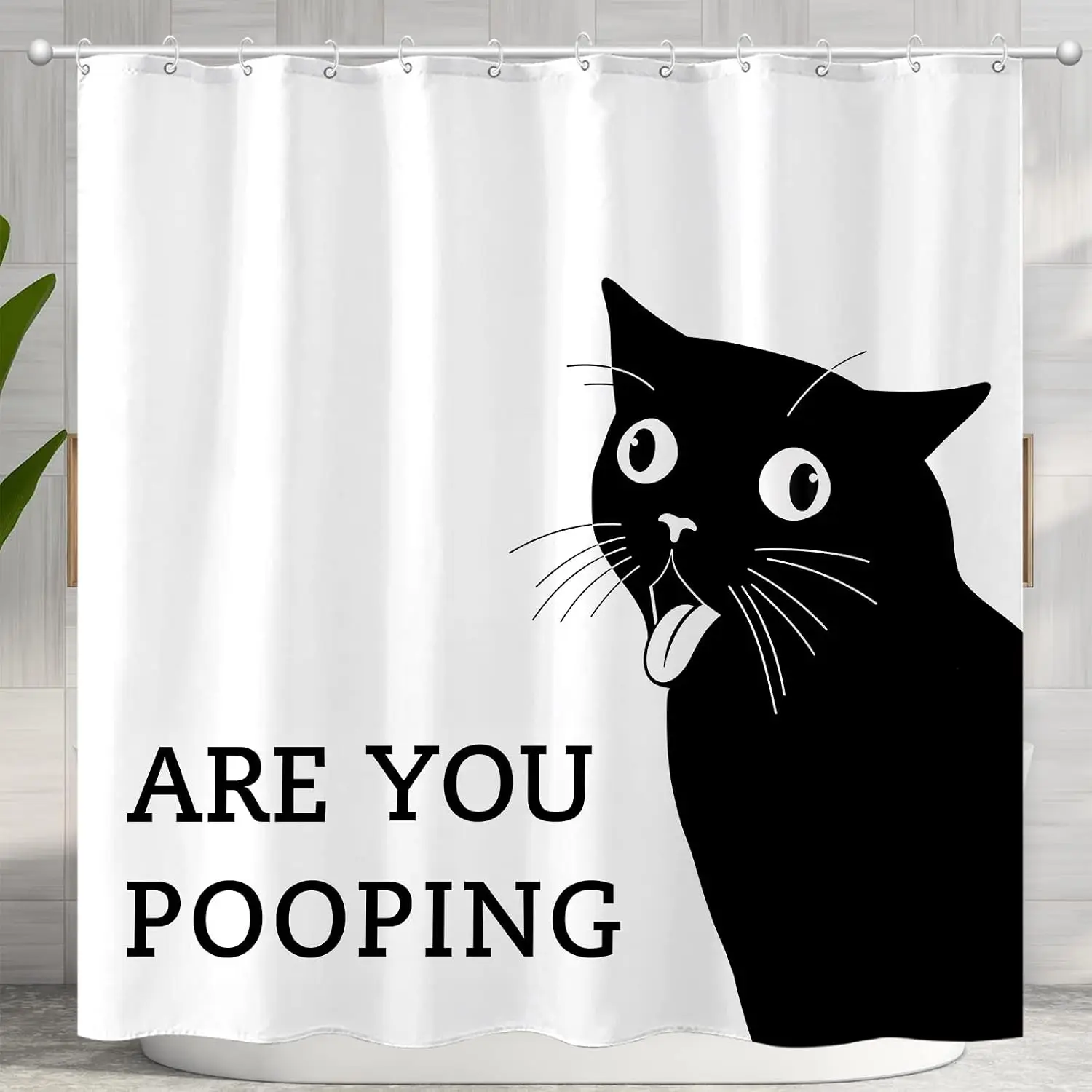 Funny Cat Shower Curtain Novelty Bathroom Decor Waterproof Unique Pet Theme Humor Gift Curtain for Bathroom Design Modern Home S