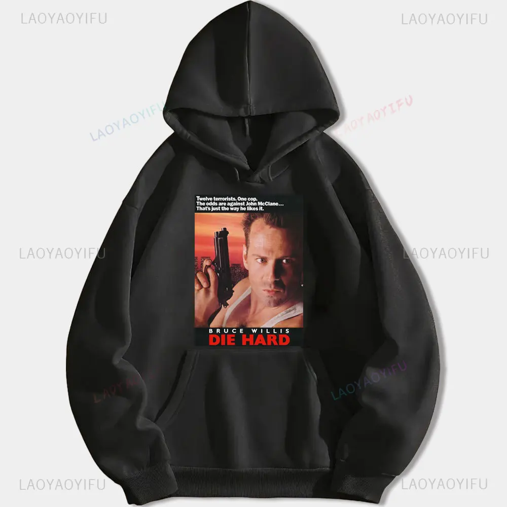 Die Hard Movie Graphic Sweatshirt  Adult Funny Yippee Ki Yay Ugly Christmas Hoodie Men Rautumn and Winter Drop Shoulder Hoody