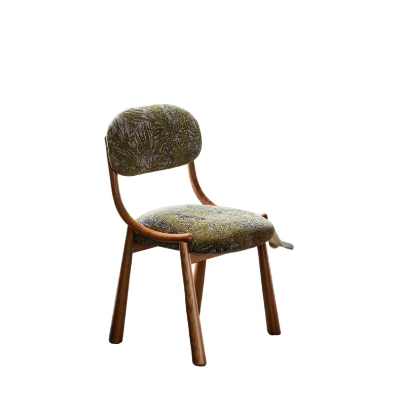 Medieval dining chair designer household small apartment back chair solid wood chair simple casual ash wood