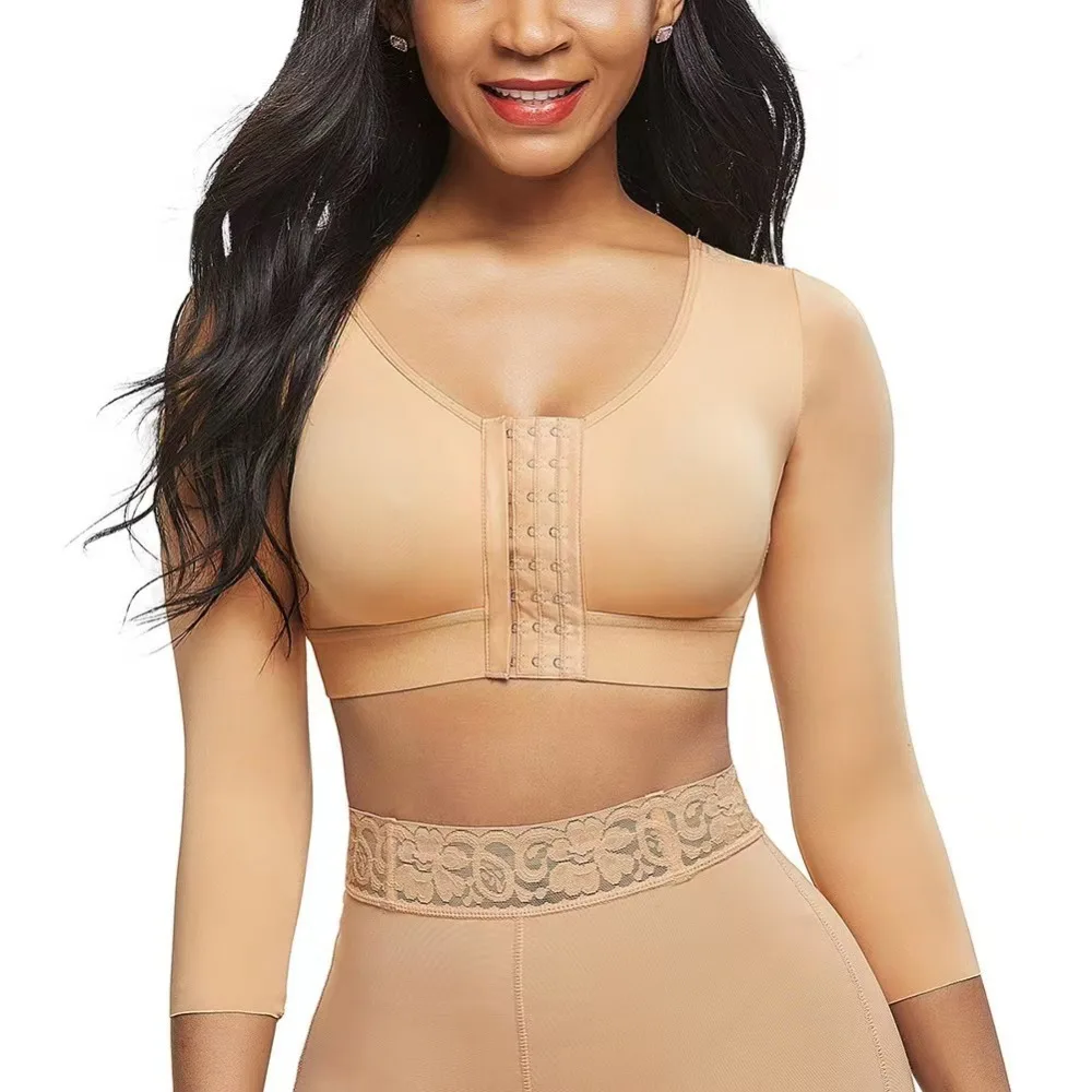 

Tummy Control Body Shaping Underwear Adjustable Front Closure Compression Shapewear Seven Quarter Sleeve Seamless