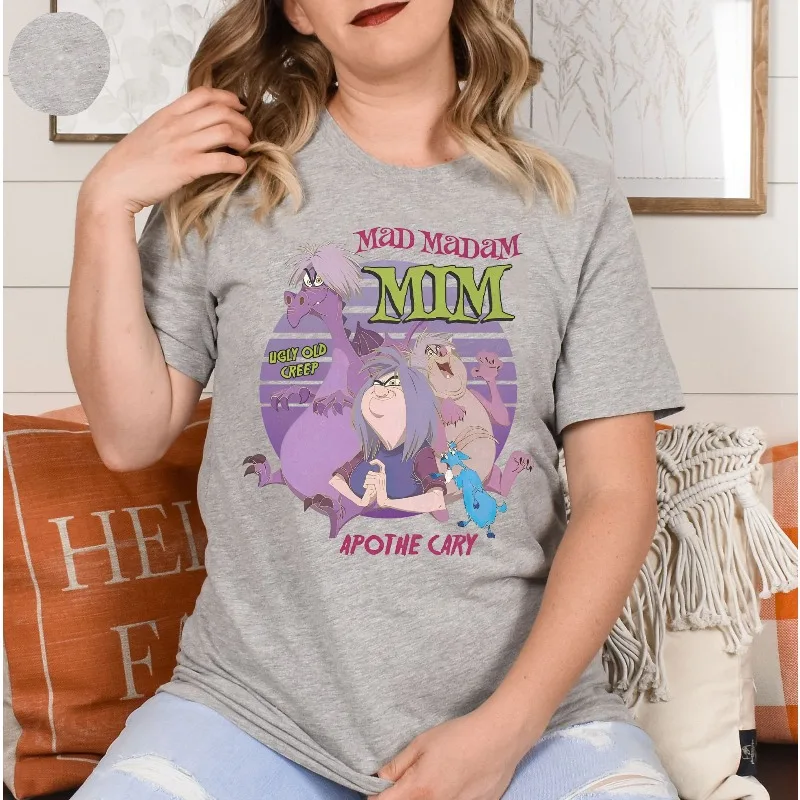Koszulka Retro Disney Villain Crazy Lady Mim, koszulka z motywem Miecza w Kamieniu, całoroczna, neutralna, z czystej bawełny, casualowa koszulka modowa