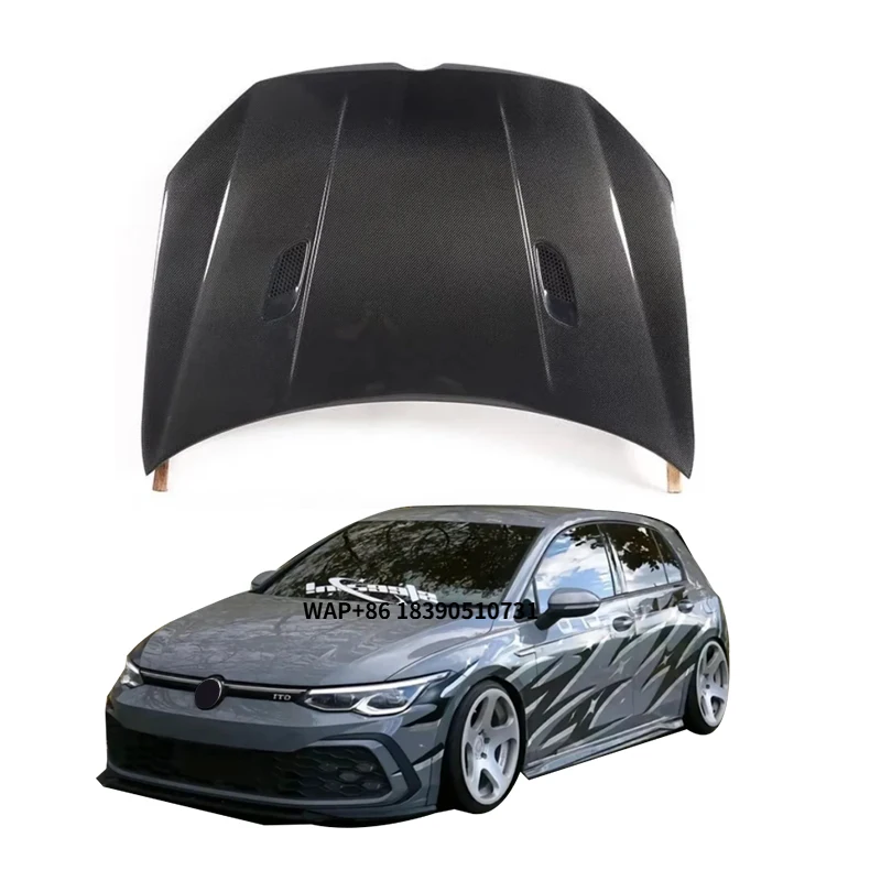 

BENSNEES Customized Black Gti Style Front Real Carbon Fiber Bonnet Hood for VW Golf 6 Gti Carbon Engine Hood Upgrade