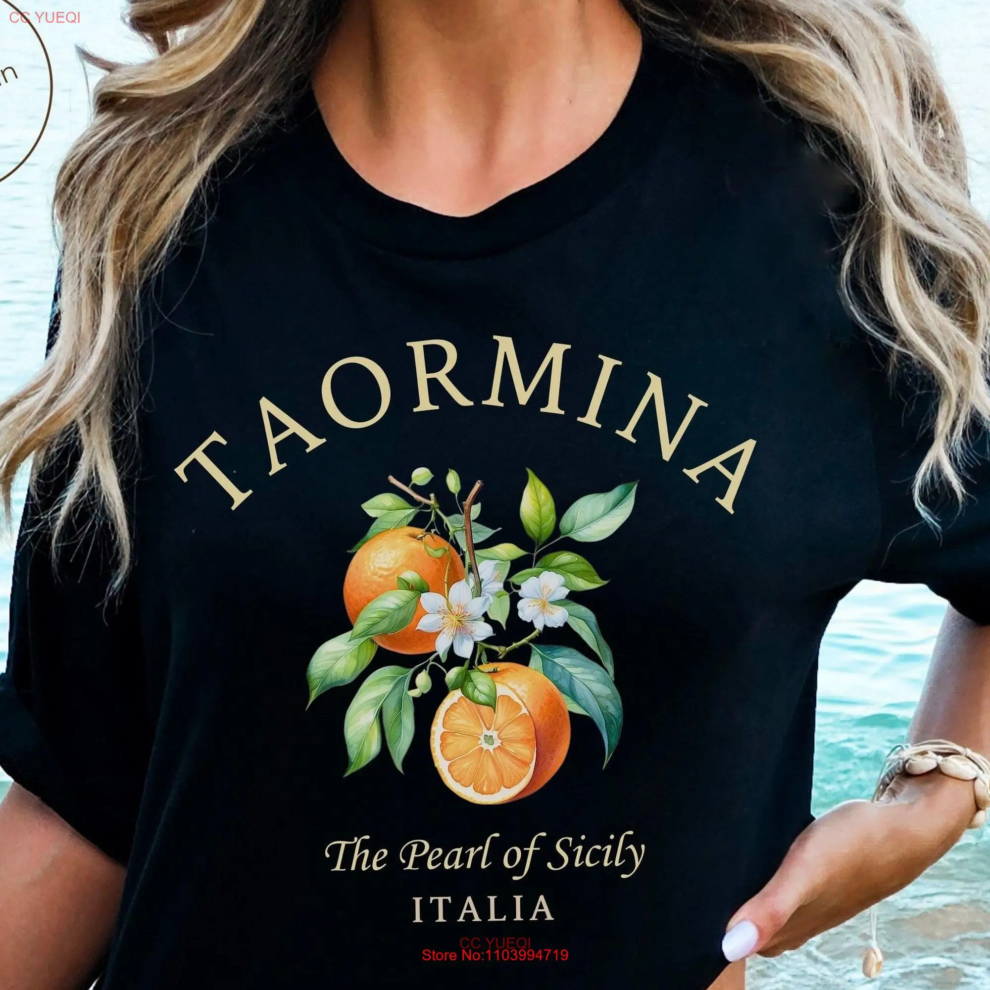 Taormina T Shirt Italy Sicily Sicilian Oranges  long or short sleeves